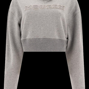 815584QLAD81015 알렉산더 맥퀸 여성 로고 디테일 크롭 스웨트셔츠 (Gray) / 국내미발매 / 사이즈
