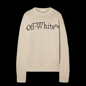 OMHE167S25KNI0016110 오프화이트 남성 빅 부키쉬 니트 스웨터 / 크림브륄레-블랙 (CREME BRU 이미지