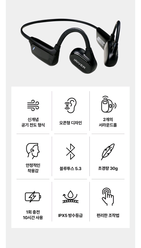 아이리버 Eiger Opera Sports PRO 골전도이어폰 이미지