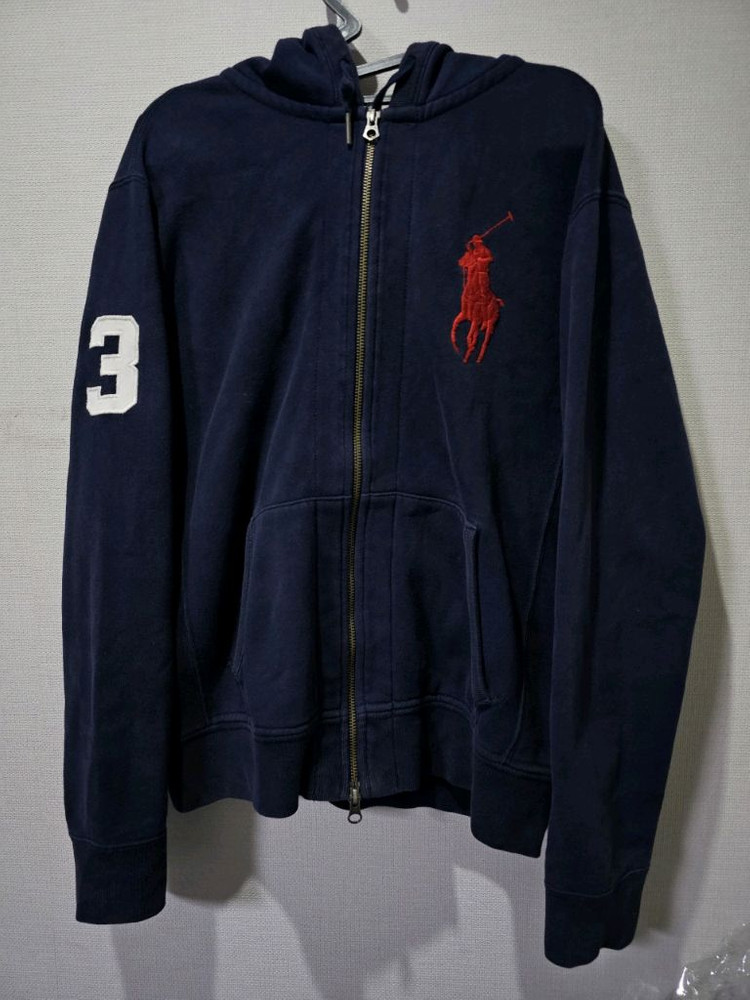 폴로 빅포니 네이비 체크 후드집업 95 / M 이미지