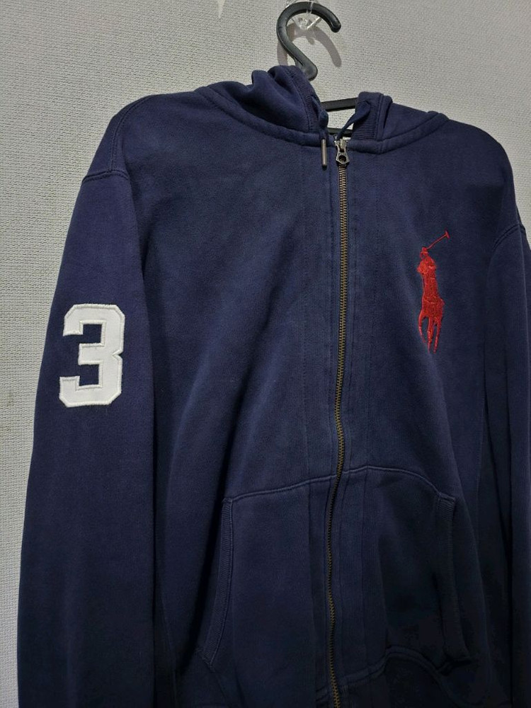 폴로 빅포니 네이비 체크 후드집업 95 / M 이미지