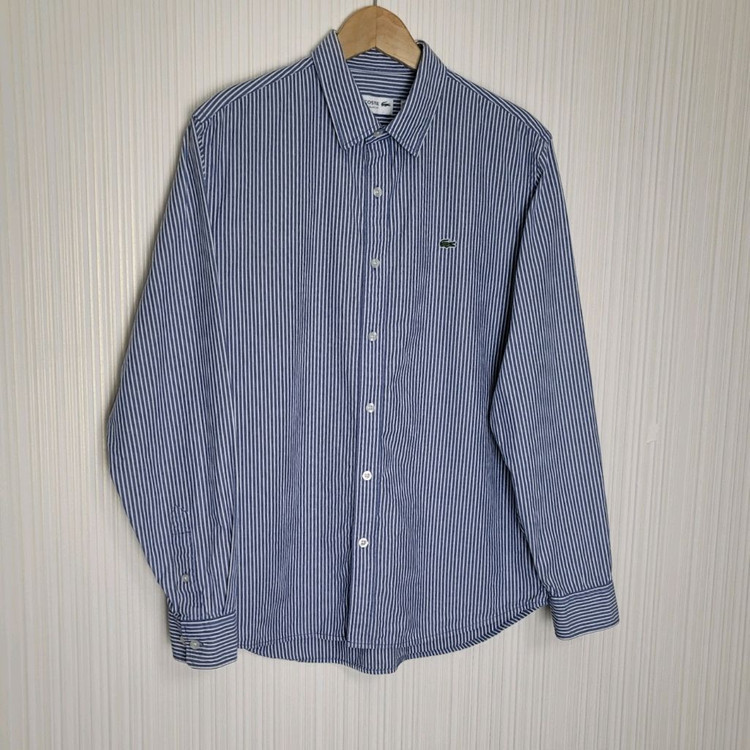 100-105 라코스테 셔츠 네이비 버티컬 스트라이프 슬림--1