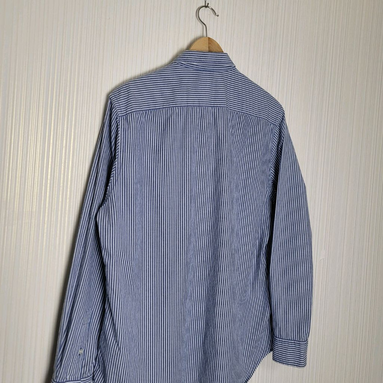 100-105 라코스테 셔츠 네이비 버티컬 스트라이프 슬림--3