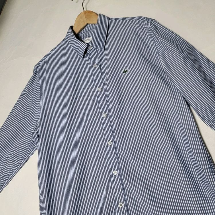 100-105 라코스테 셔츠 네이비 버티컬 스트라이프 슬림--4