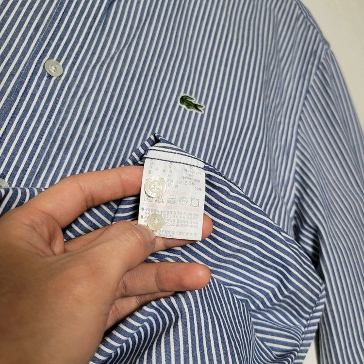 100-105 라코스테 셔츠 네이비 버티컬 스트라이프 슬림--6