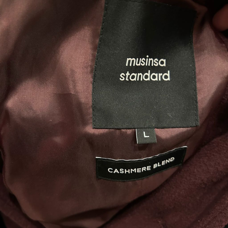 무신사스탠다드 케시미어블랜드 버건디 롱코트 이미지