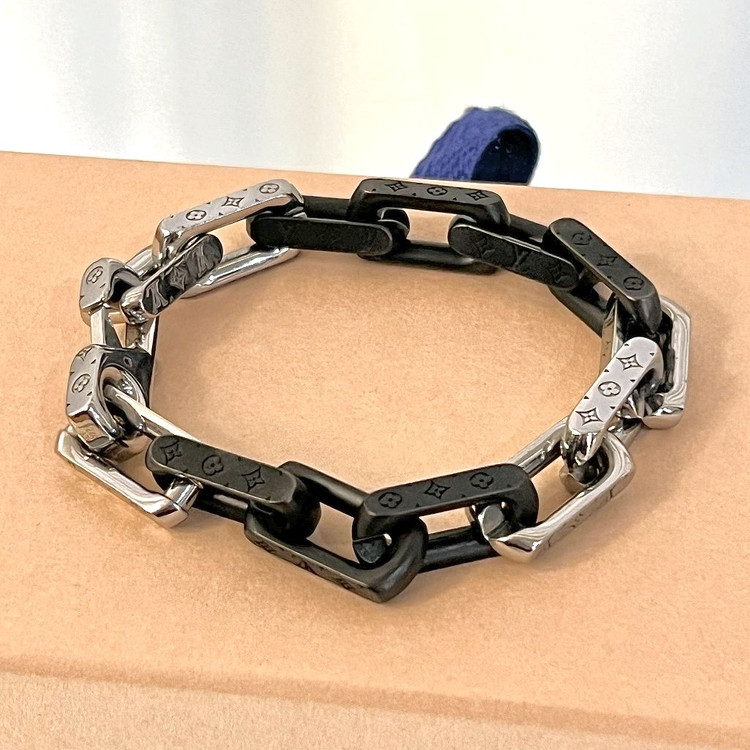 [풀구성] 루이비통 버질아블로 모노그램 체인팔찌 블랙 실버 M00686 M사이즈--1