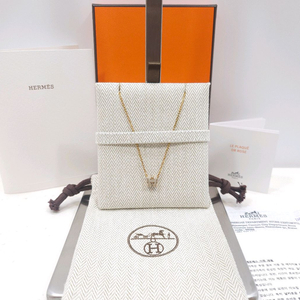 에르메스 미니 팝아슈 마롱/로즈골드 목걸이