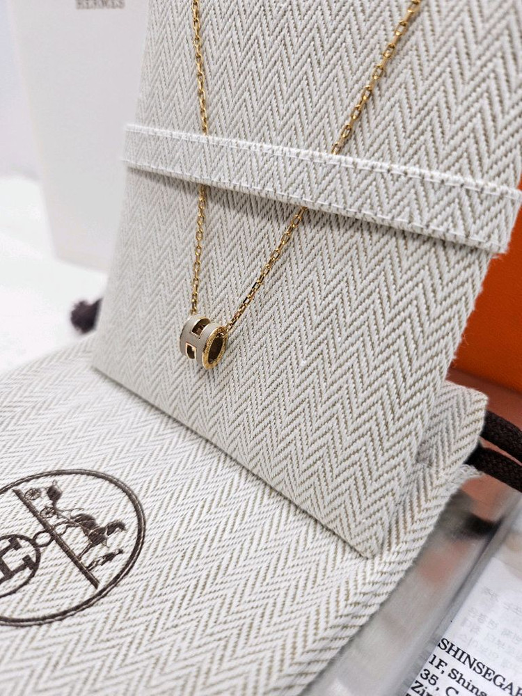 에르메스 미니 팝아슈 마롱/로즈골드 목걸이--1