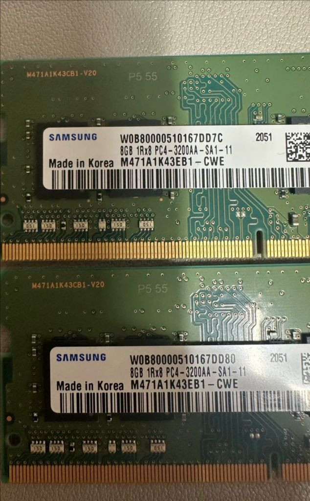 DDR4 PC4-3200 8GB 노트북 메모리 2개 세트 이미지