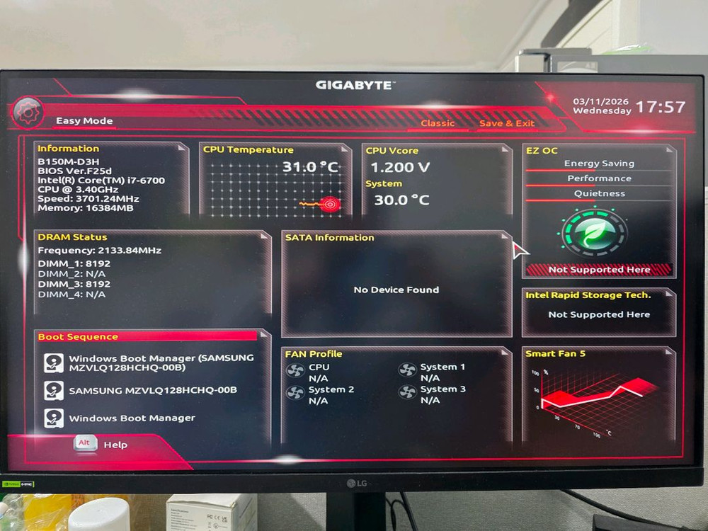 기가바이트 GA-B150M-D3H 메인보드+i7-6700+마이크로닉스 파워 500W--1