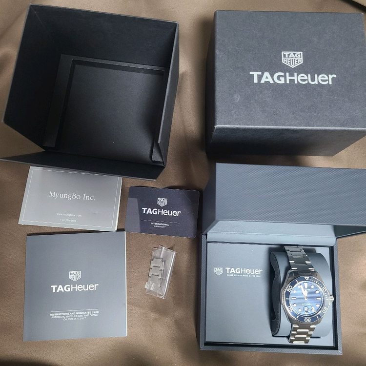 태그호이어 아쿠아레이서300 청판 오토매틱 43mm 풀셋--1