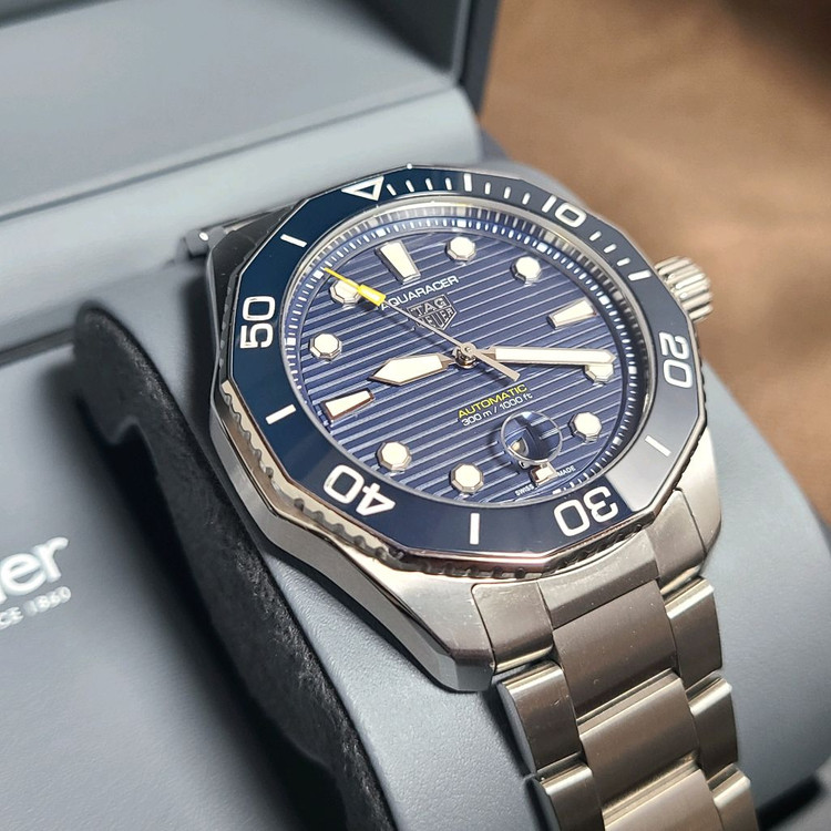 태그호이어 아쿠아레이서300 청판 오토매틱 43mm 풀셋--2