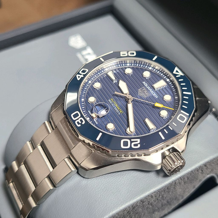 태그호이어 아쿠아레이서300 청판 오토매틱 43mm 풀셋--3