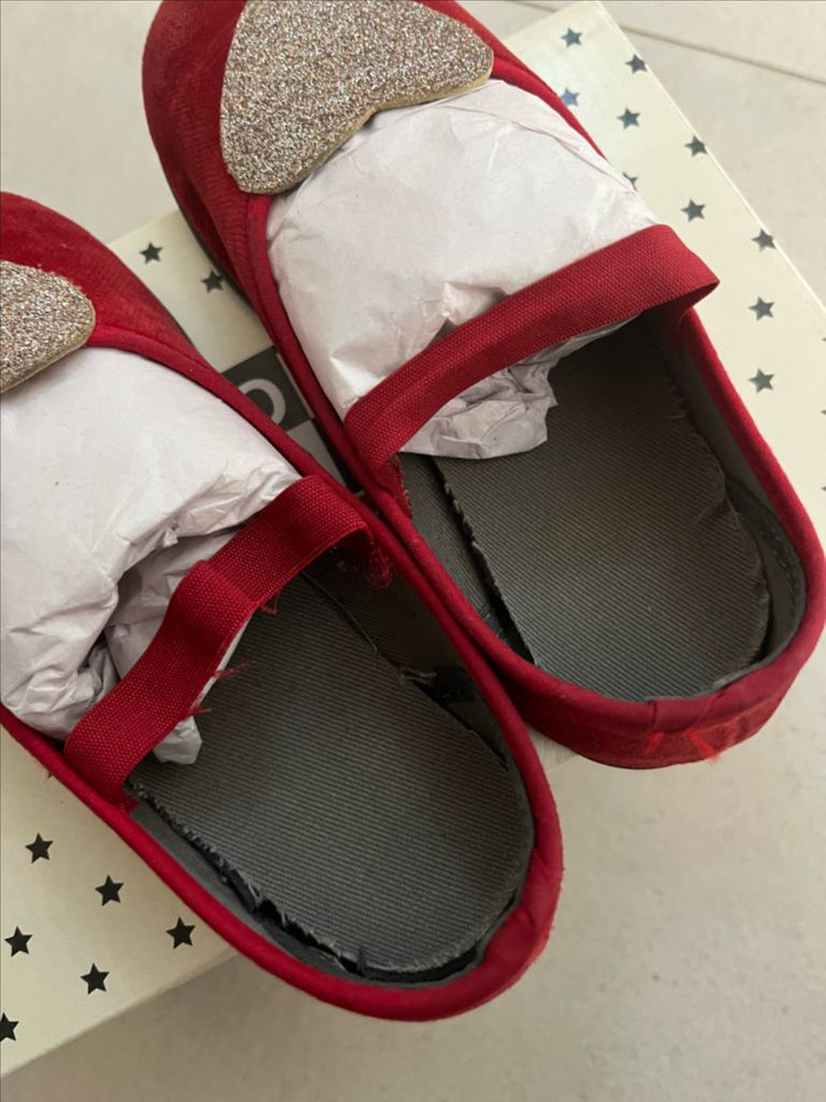 봉통 레드 벨벳 하트 메리제인 슈즈 30 이미지