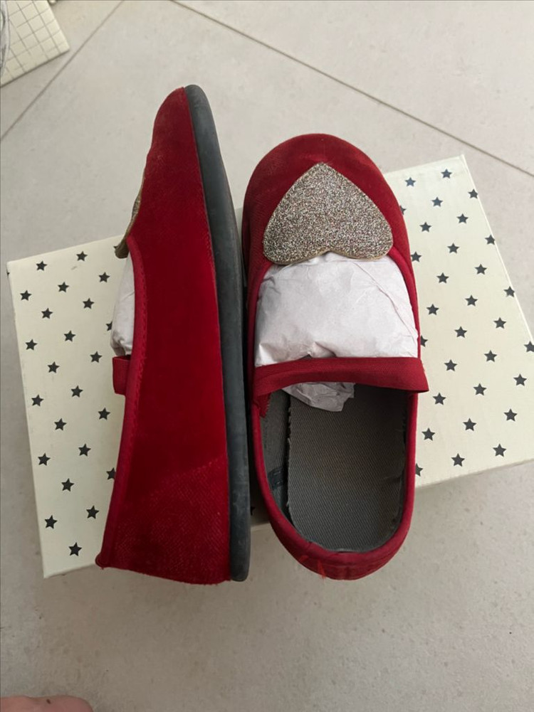 봉통 레드 벨벳 하트 메리제인 슈즈 30 이미지