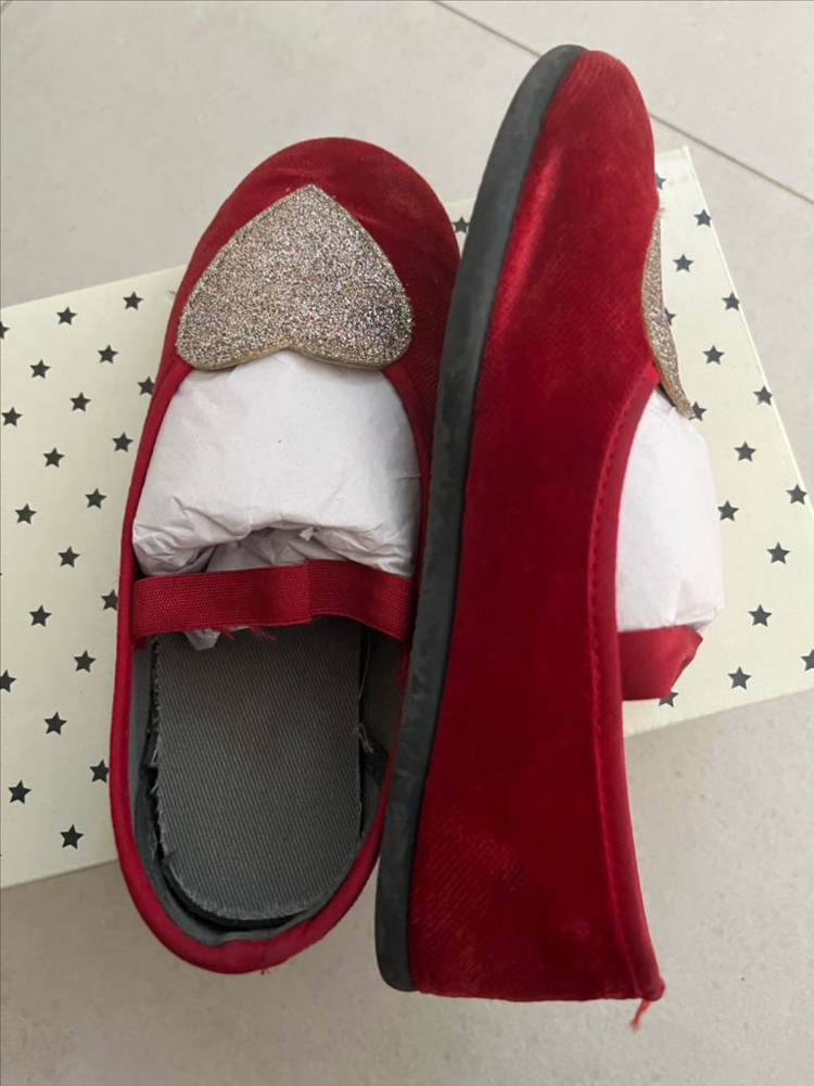 봉통 레드 벨벳 하트 메리제인 슈즈 30 이미지