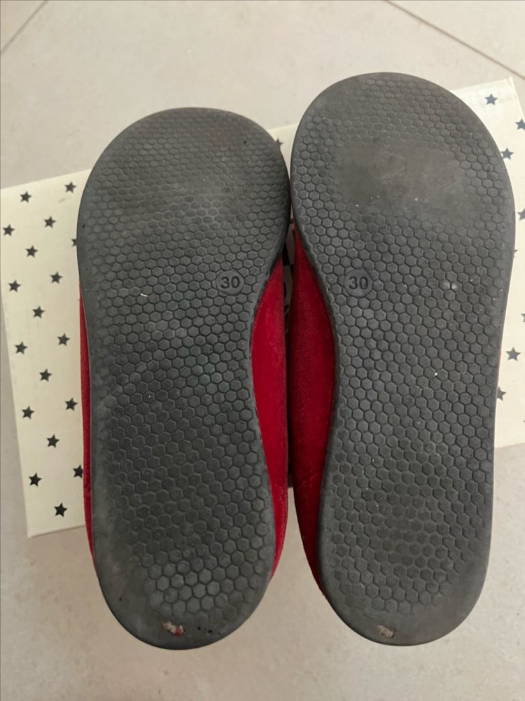 봉통 레드 벨벳 하트 메리제인 슈즈 30 이미지