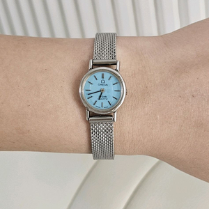 오메가 드빌 티파니블루 여성 레이디 쿼츠 시계 여자 손목시계 팔찌 은장 이미지