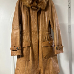 버버리 가죽 퍼 코트