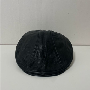 블랙 레더 가죽 헌팅캡 모자 이미지