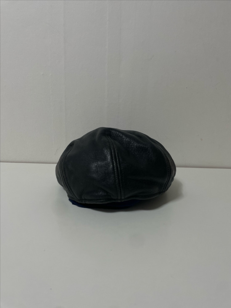 블랙 레더 가죽 헌팅캡 모자 이미지