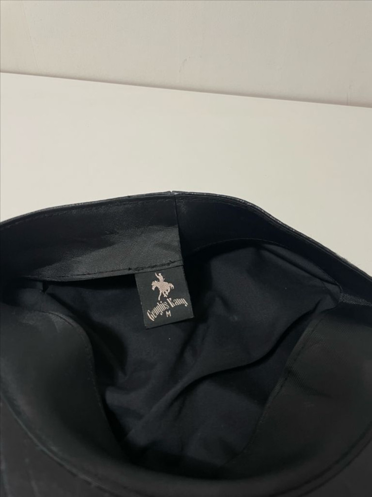 블랙 레더 가죽 헌팅캡 모자 이미지