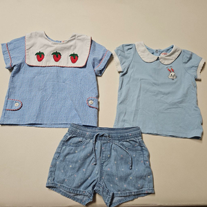 베베드피노100사이즈 상의2개+반바지 일괄 이미지