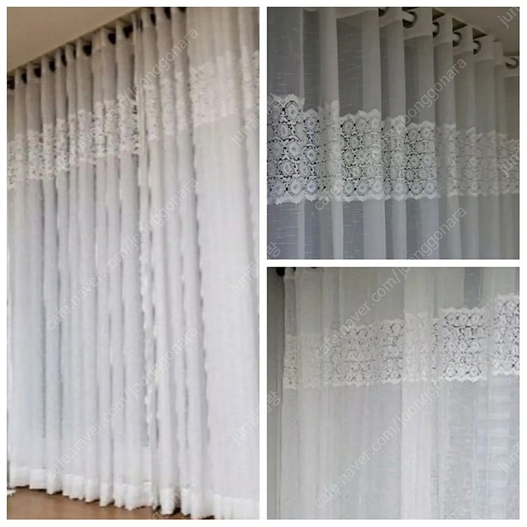 레이스 커튼 슈퍼특대형 침실 거실 커튼 꽃집게 타이백 세트 #새상품# 이미지