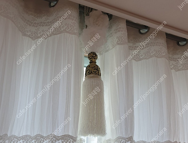 레이스 커튼 슈퍼특대형 침실 거실 커튼 꽃집게 타이백 세트 #새상품# 이미지