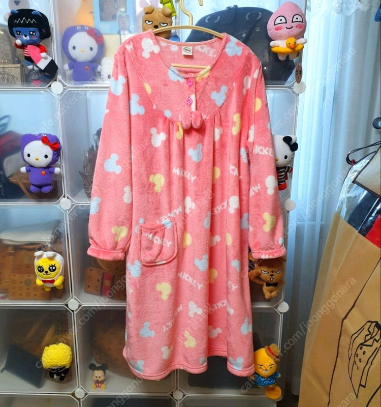 수면잠옷 (정품) 미키 미니 디즈니 여성 고급 밍크 원피스 풀세트 쓰리피스 잠옷 #완전새거# 이미지