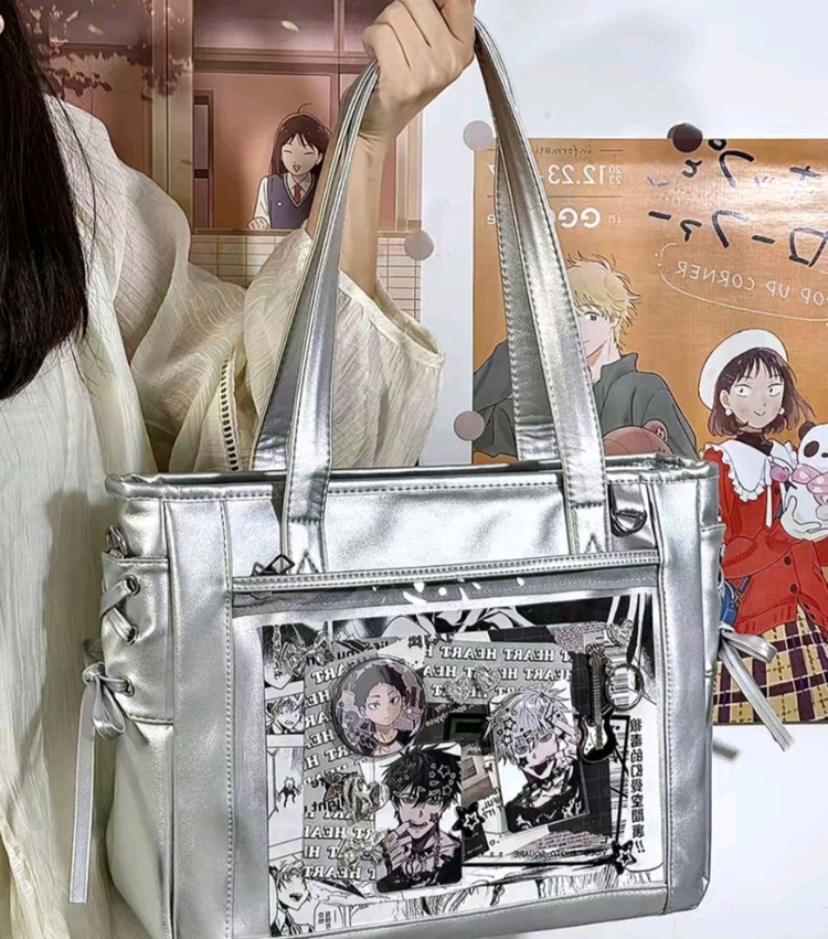 36cm 이타백 M사이즈 투명가방 덕질 은색 판매 가방 애니굿즈 연예인굿즈 이미지