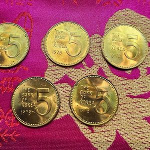 1978년 5원 동전 5개일괄 이미지