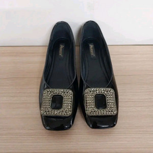 여성 스퀘어 큐빅 플랫슈즈, 가죽로퍼 (36/ 230)