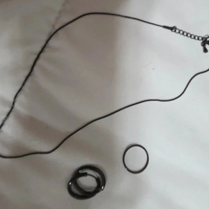 검정색 써지컬 목걸이 반지 귀걸이 세트