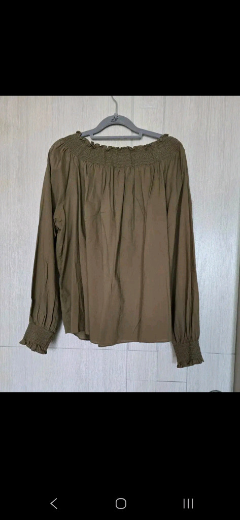 프리~77)새 옷/GUESS 태슬 리본 자수 면 블라우스--2