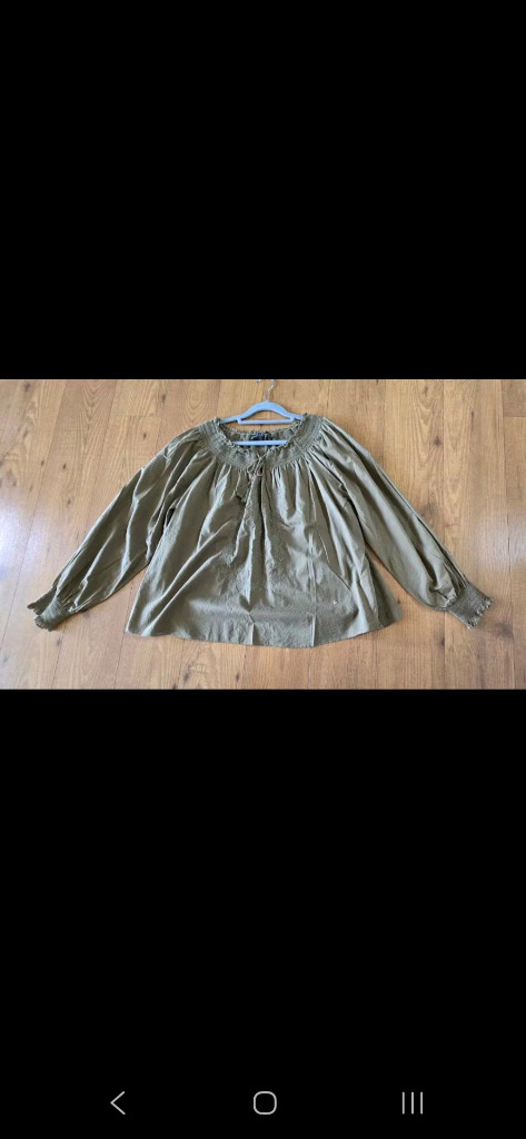 프리~77)새 옷/GUESS 태슬 리본 자수 면 블라우스--4