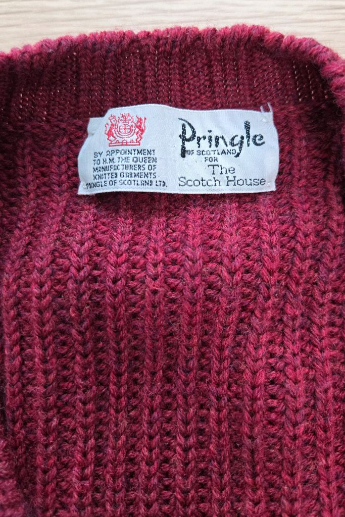 프링글 아가일 V넥 울니트 버건디 100사이즈 이미지