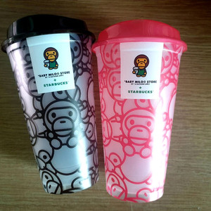 스타벅스 베이비 마일로 리유저블컵 핑크 브라운 세트 (반택포함)
