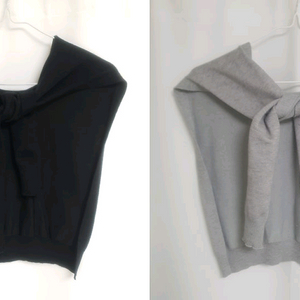 포인트 레이어드 니트 숄 어깨 페이크 가디건 머플러 / 레이디23 헤네스 럽인업 크림치즈마켓 리리앤코 육육걸즈 핫핑 이미지