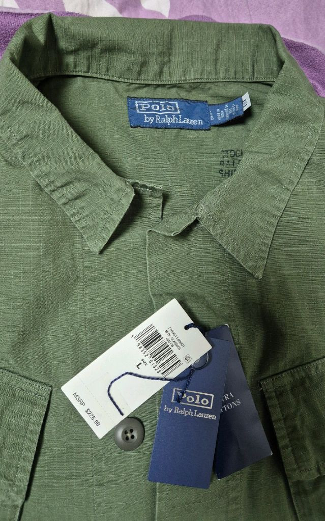 polo 폴로 립스탑 오버셔츠(퍼티그 자켓) 그린 L사이즈 새상품 판매--2