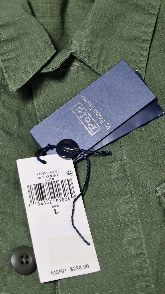 polo 폴로 립스탑 오버셔츠(퍼티그 자켓) 그린 L사이즈 새상품 판매--4