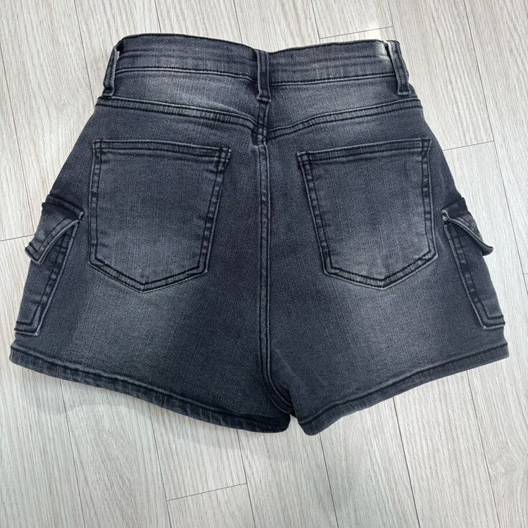 히프나틱 흑청 하이웨스트 카고 숏팬츠 반바지 S--6