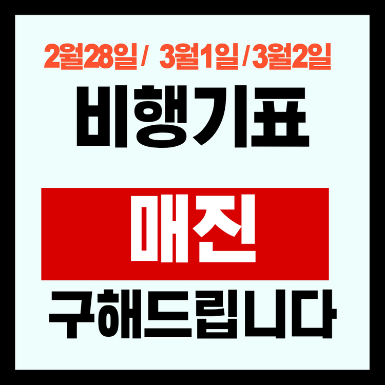 선착순! 당일 포함 매진된 비행기표 제주-김포/부산/청주/대구/광주 구해드립니다 이미지
