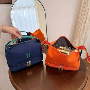 H로고 파우치 네이비/핑크