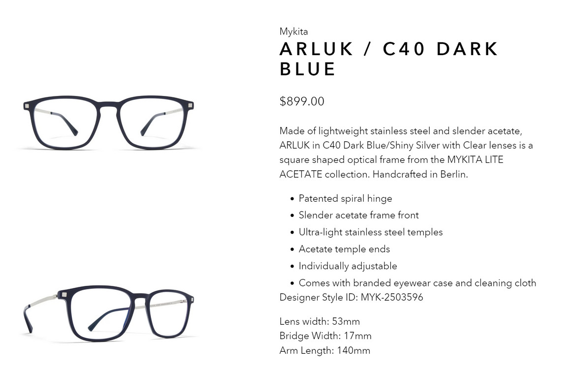 마이키타 MYKITA 독일제 초경량 명품 블랙 안경 0100 이미지