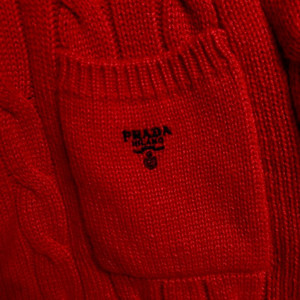 프라다 버건디 케이블 캐시미어 니트 반바지 48 백화점판