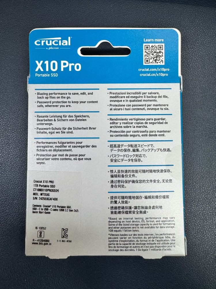 Crucial X10 Pro 1TB 외장 SSD 새제품(NVMe) 이미지