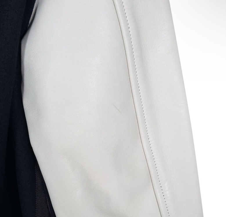 [3] 사카이 여성 울 테디 봄버 바시티 자켓 네이비--4