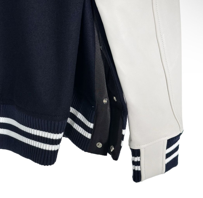 [3] 사카이 여성 울 테디 봄버 바시티 자켓 네이비--6